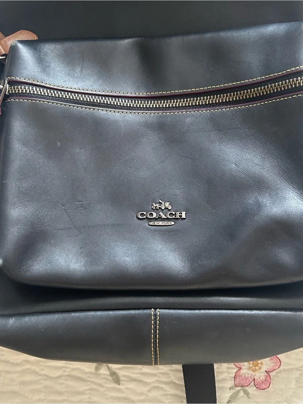 Coach Black Leather Backpack with Mickey Mouse Accent